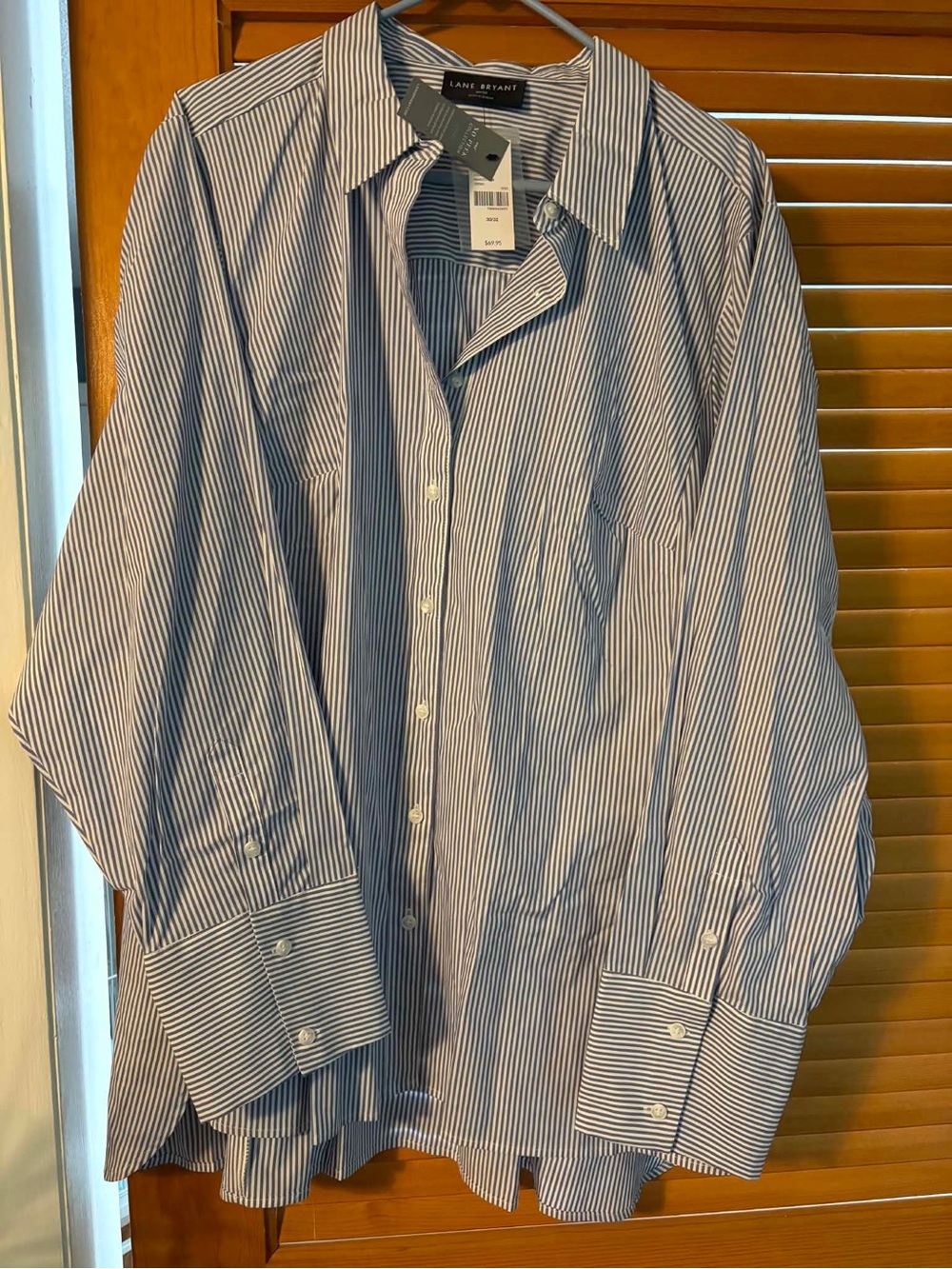 Lane Bryant Blue Stripe Button-Up Shirt